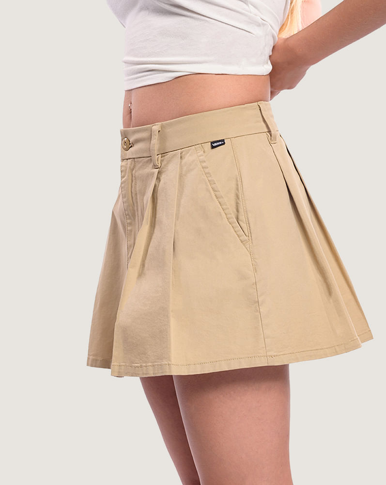Falda mini tableada Authentic Chino