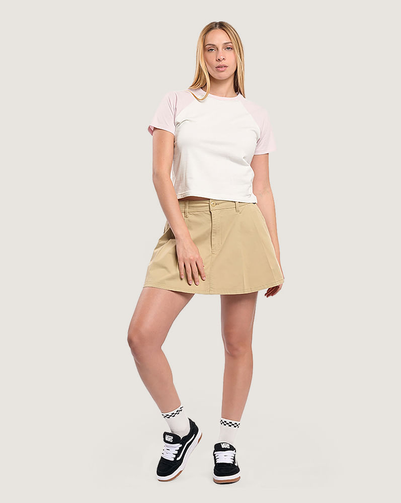 Falda mini tableada Authentic Chino